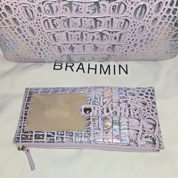 Brahmin Mini Sydney Violet Wonderland Melbourne Leather Crossbody & Card Case - Picture 4 of 15